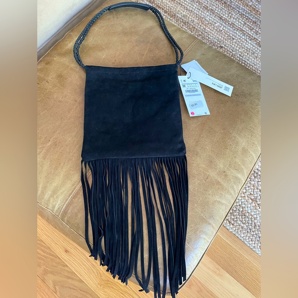 NWT Zara, suede fringe purse